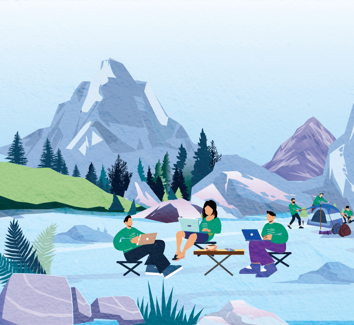 Remote work in beautiful natural settings